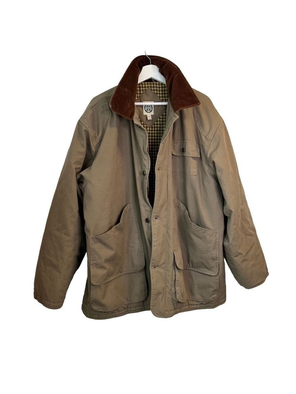 Men's Vintage R&R Chore Jacket Barn Coat Utility Corduroy Collar Khaki Brown 44 - Picture 4 of 16